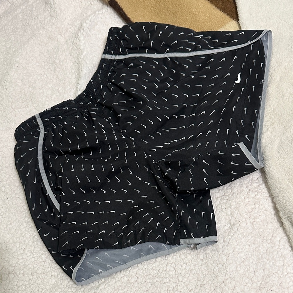 Nike Black and White Patterned Athletic Shorts